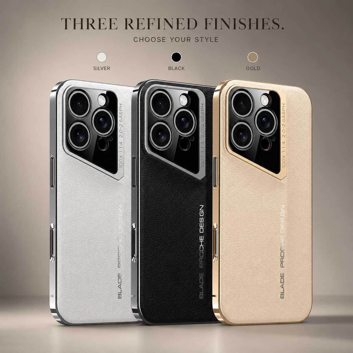 Premium iPhone Case Vegan Leather Hard Back Cover Camera Lens Protection Anti Fingerprint Minimal Protective Case