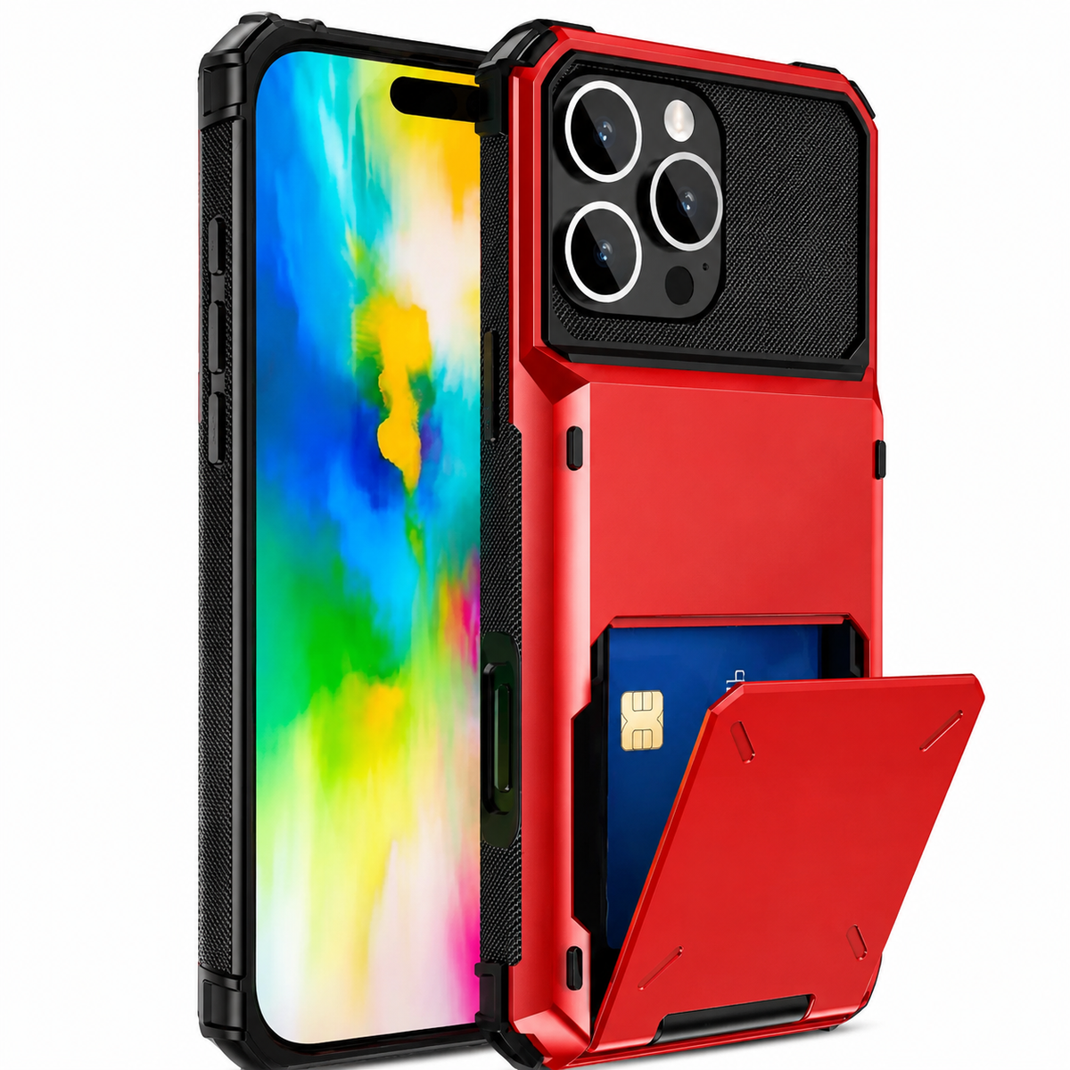 Premium iPhone Case Wallet Card Holder Hidden Flip Door 5 Card Slot Shockproof Protective Cover Scratch Resistant Dual Layer Full Coverage