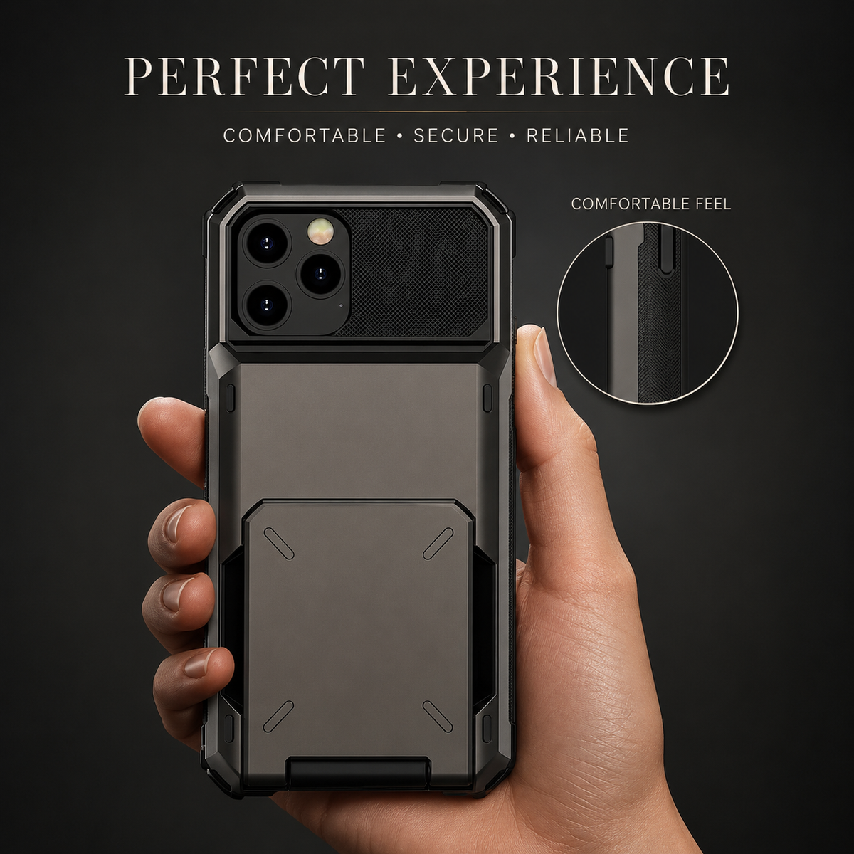 Premium iPhone Case Wallet Card Holder Hidden Flip Door 5 Card Slot Shockproof Protective Cover Scratch Resistant Dual Layer Full Coverage