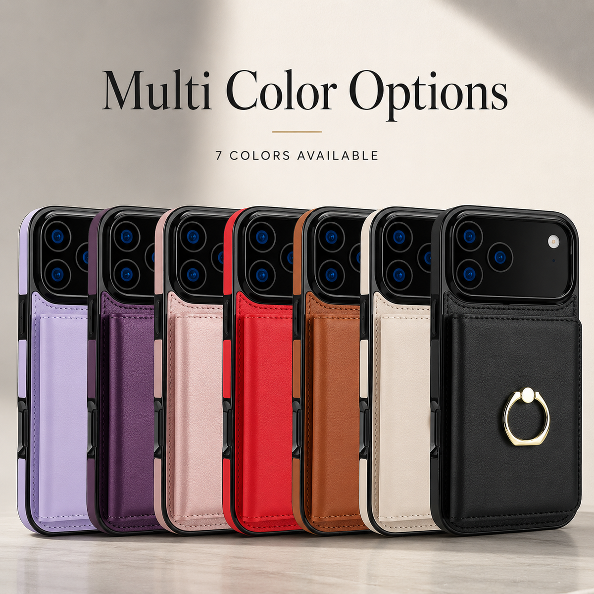 Premium iPhone Case Wallet Cover Card Holder 360 Rotating Ring Kickstand Magnetic Clasp Shockproof Full Coverage