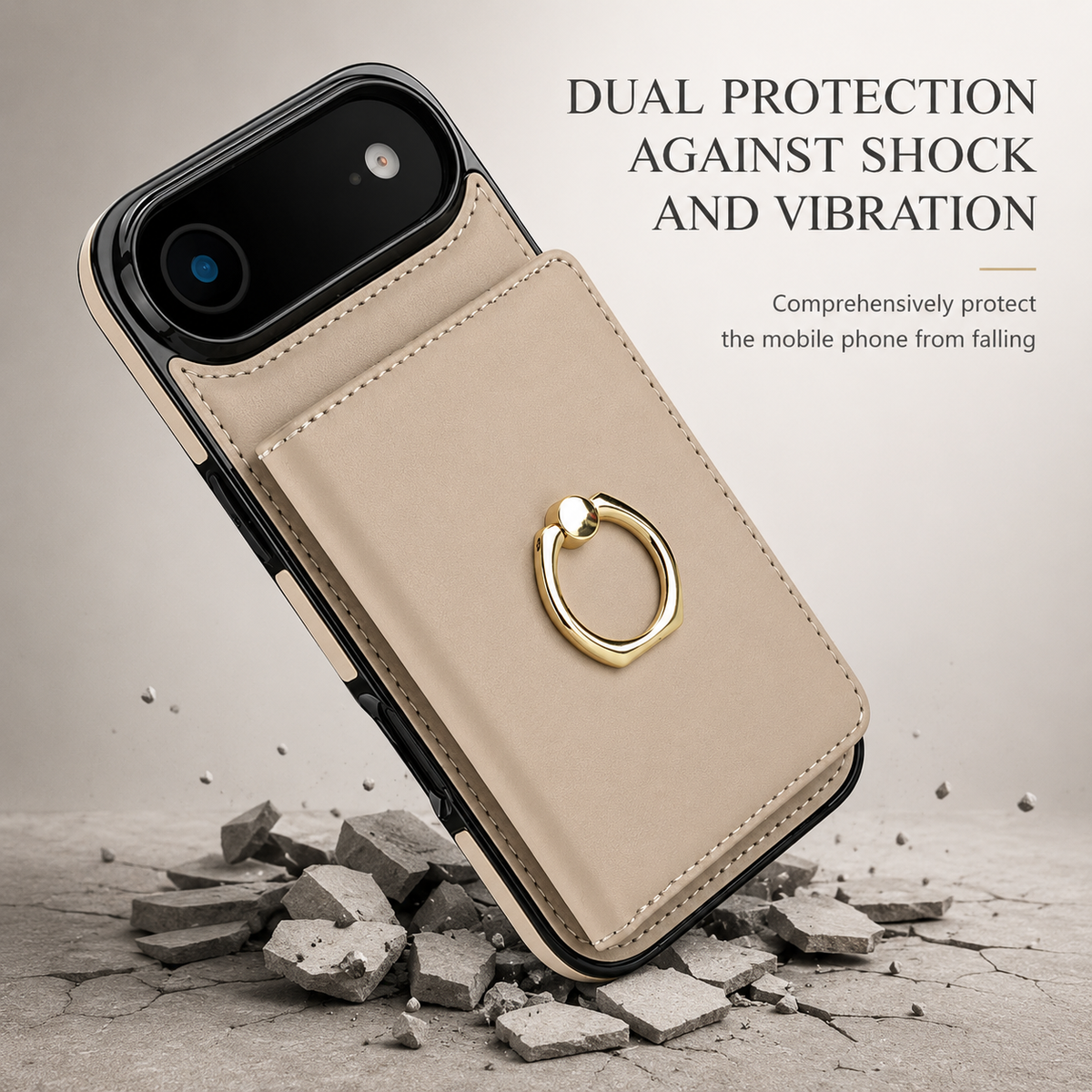 Premium iPhone Case Wallet Cover Card Holder 360 Rotating Ring Kickstand Magnetic Clasp Shockproof Full Coverage