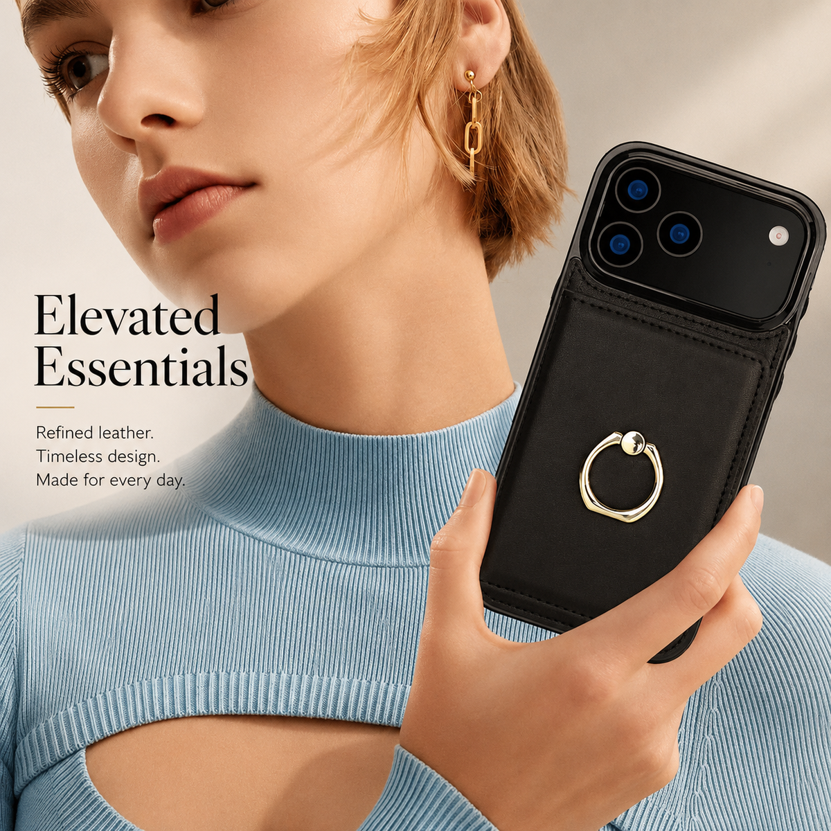 Premium iPhone Case Wallet Cover Card Holder 360 Rotating Ring Kickstand Magnetic Clasp Shockproof Full Coverage