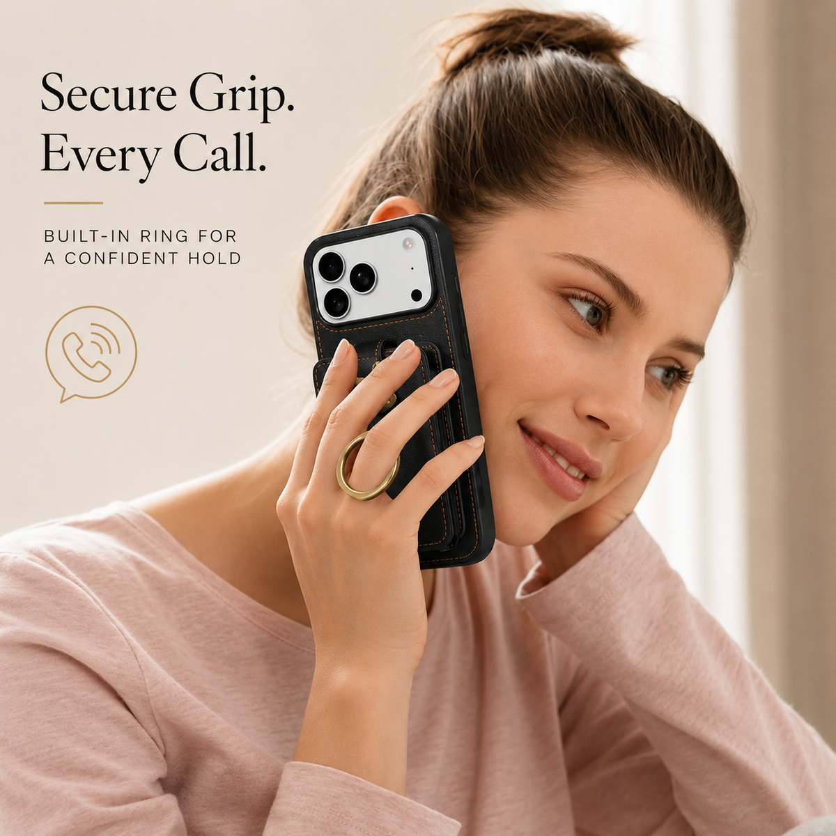 Premium iPhone Case Wallet Cover Card Holder 360 Rotating Ring Kickstand RFID Blocking PU Leather Full Protection