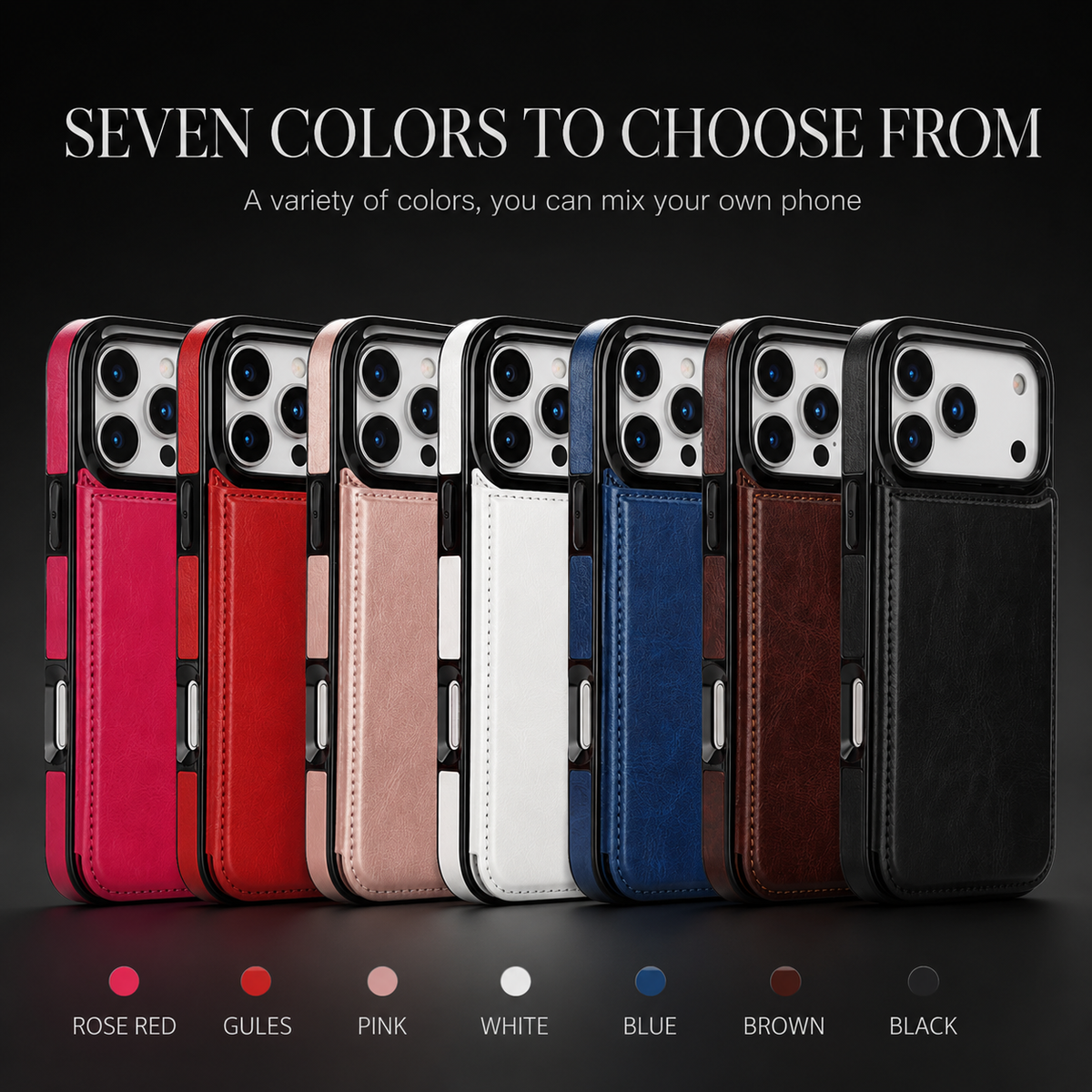 Premium iPhone Case Wallet Cover Card Holder Faux Leather Kickstand Double Magnetic Clasp Shockproof Protection
