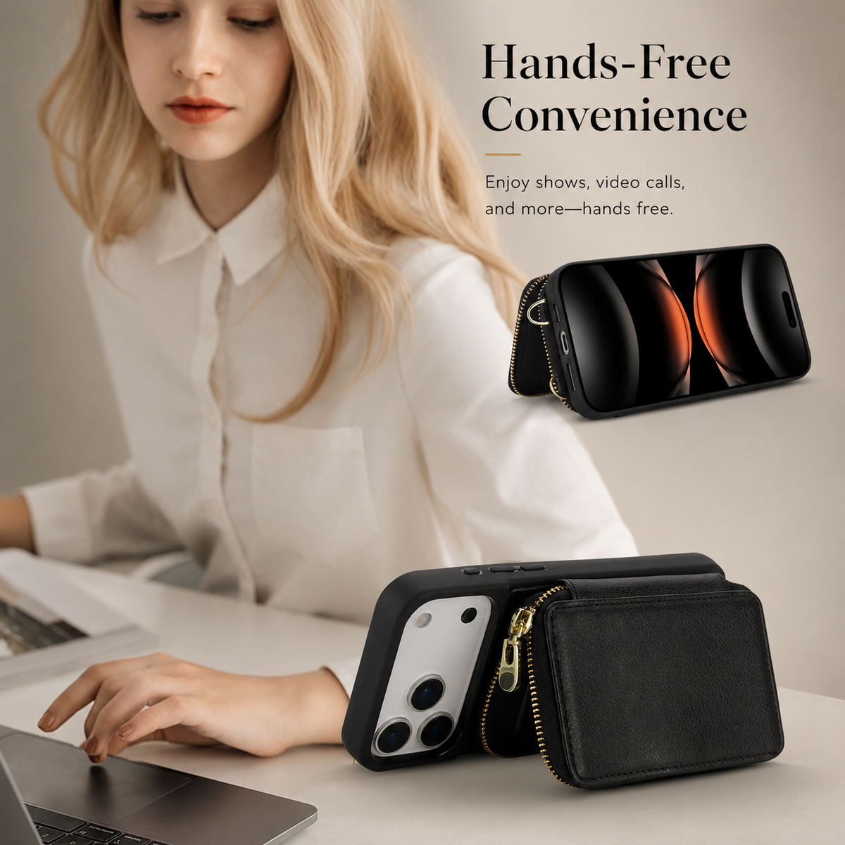 Premium iPhone Case Wallet MagSafe Compatible Crossbody Leather Flip Cover RFID Zipper Protection