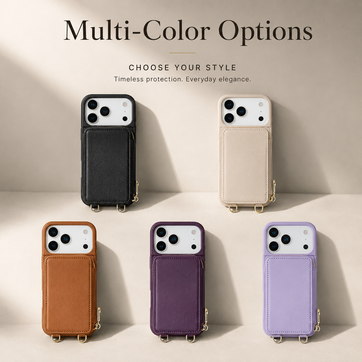 Premium iPhone Case Wallet MagSafe Compatible Crossbody Leather Flip Cover RFID Zipper Protection