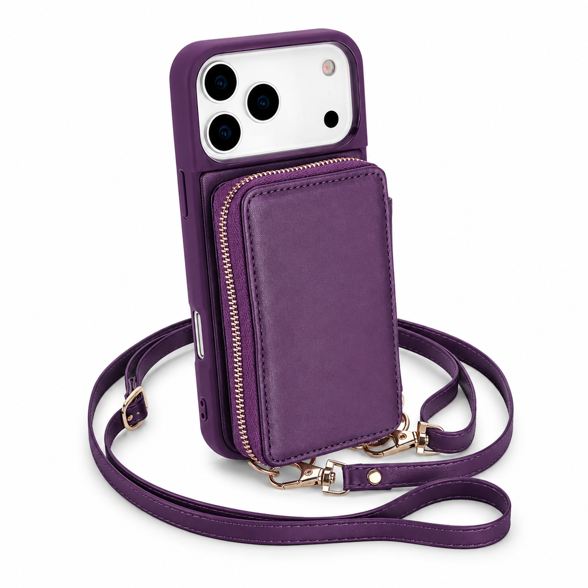 Premium iPhone Case Wallet MagSafe Compatible Crossbody Leather Flip Cover RFID Zipper Protection