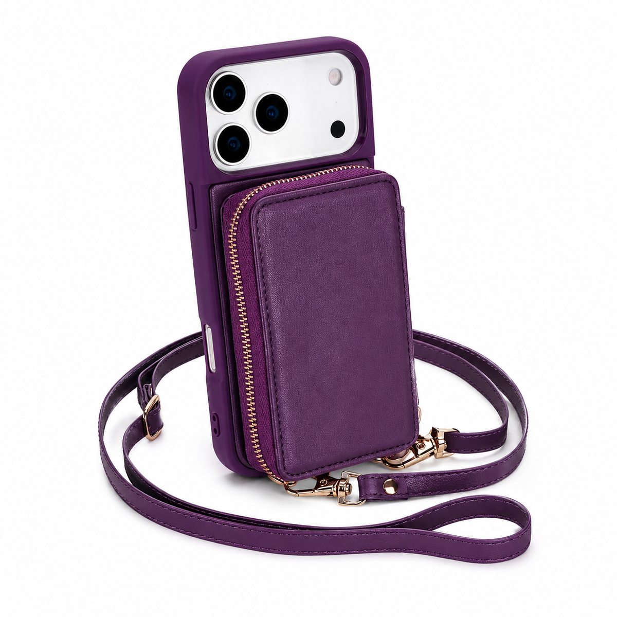 Premium iPhone Case Wallet MagSafe Compatible Crossbody Leather Flip Cover RFID Zipper Protection