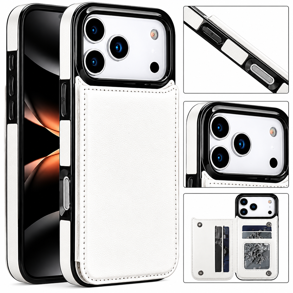 Premium iPhone Case Wallet MagSafe Compatible Faux Leather Cover Card Holder Kickstand Protection