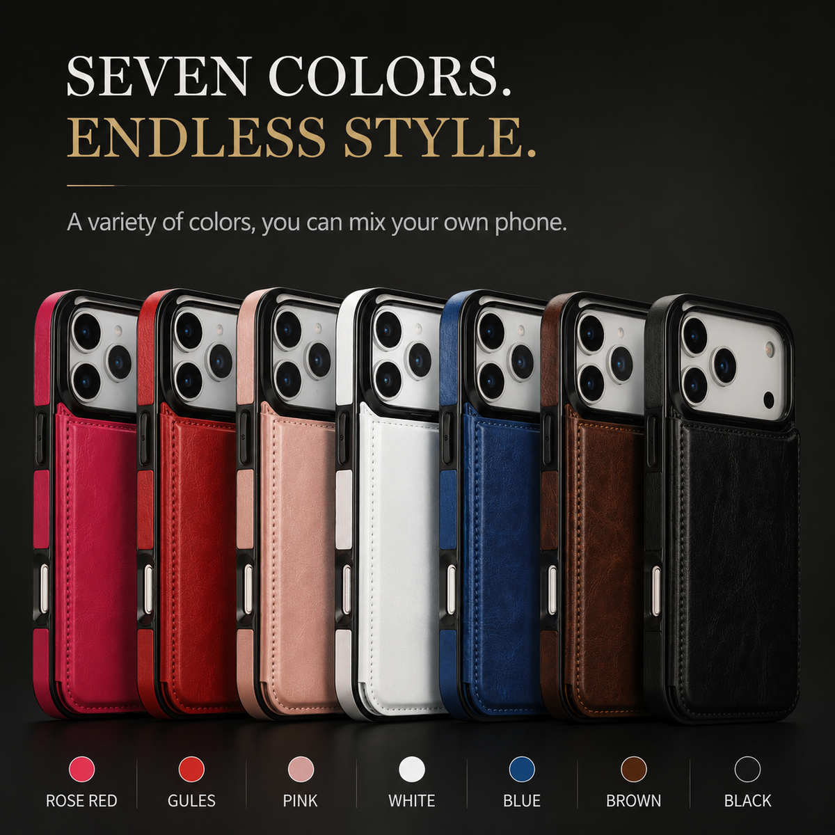 Premium iPhone Case Wallet MagSafe Compatible Faux Leather Cover Card Holder Kickstand Protection
