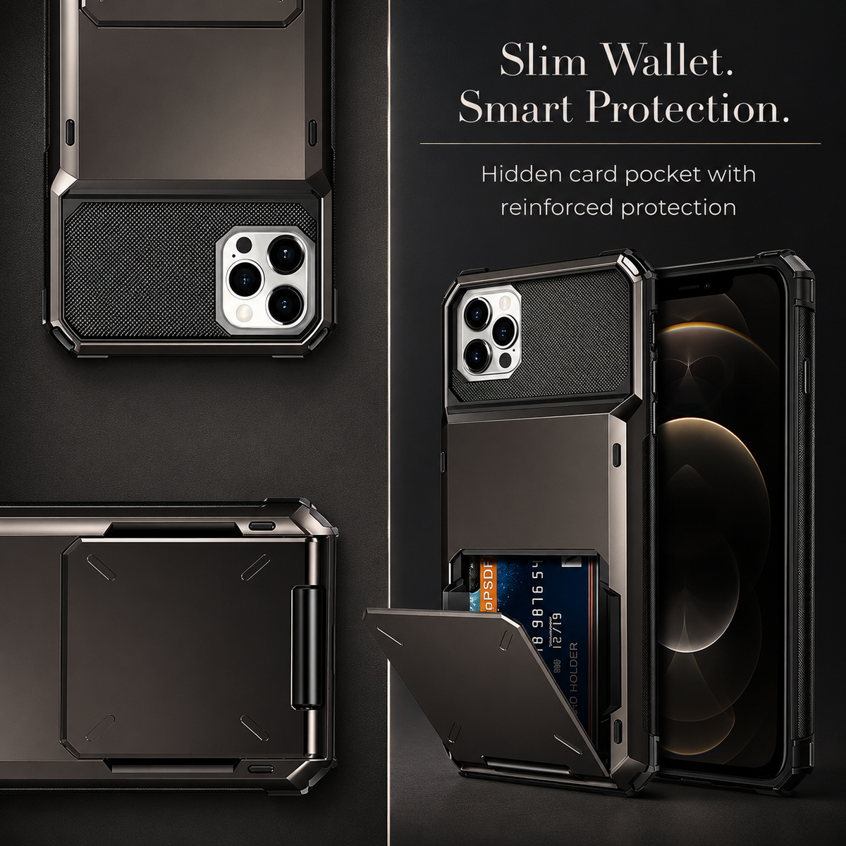 Premium iPhone Case Wallet MagSafe Compatible Magnetic Shockproof Protective Cover 4 Card Holder Camera Lens Protection Slim Design