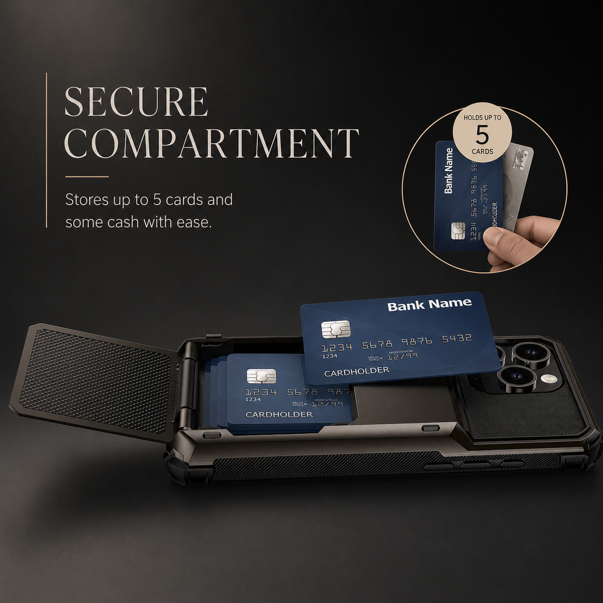 Premium iPhone Case Wallet MagSafe Compatible Slide Card Holder Armor Cover Shockproof Protection