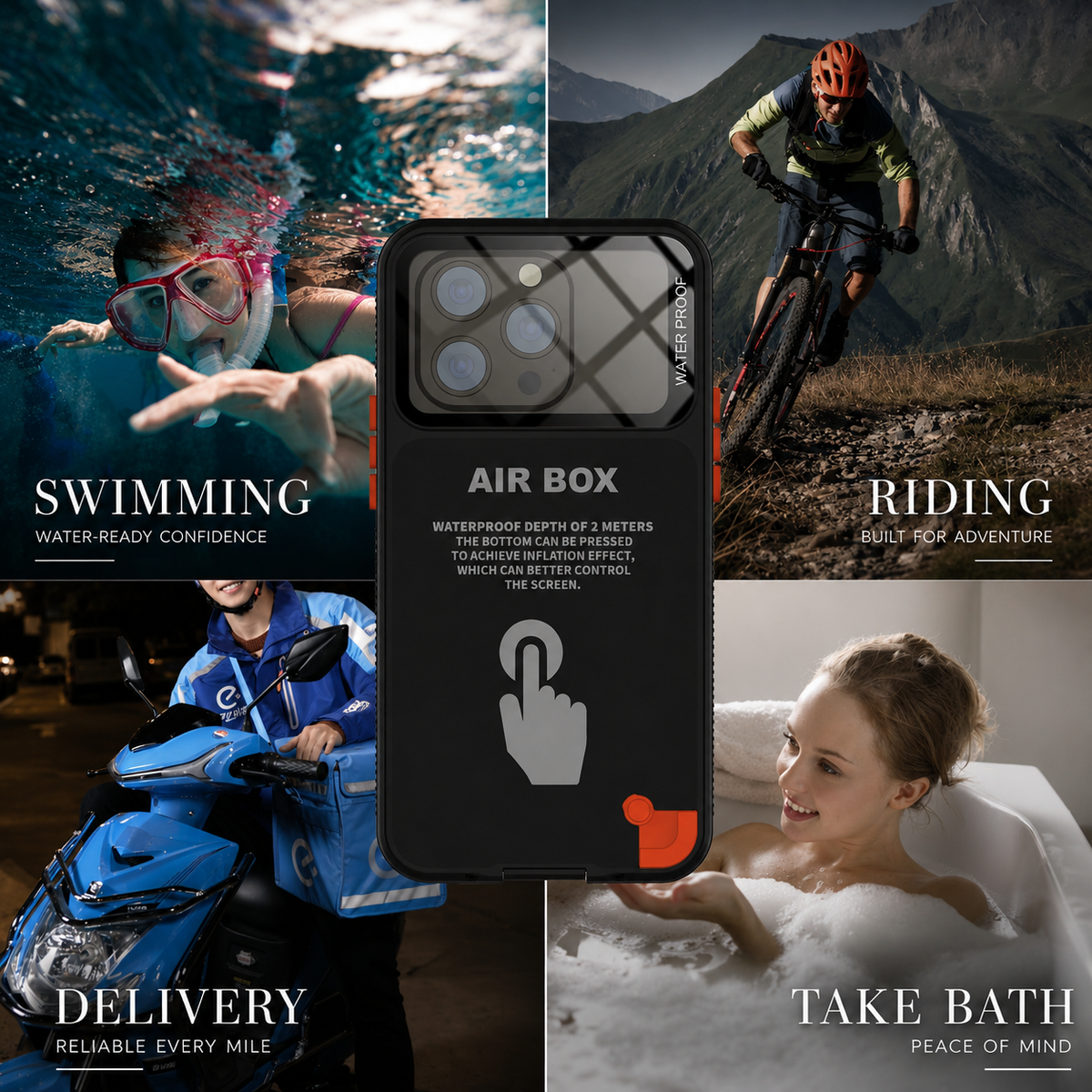 Premium iPhone Case Waterproof Shockproof Protective Cover IP68 Full Body Sealed Dustproof Outdoor Protection Case