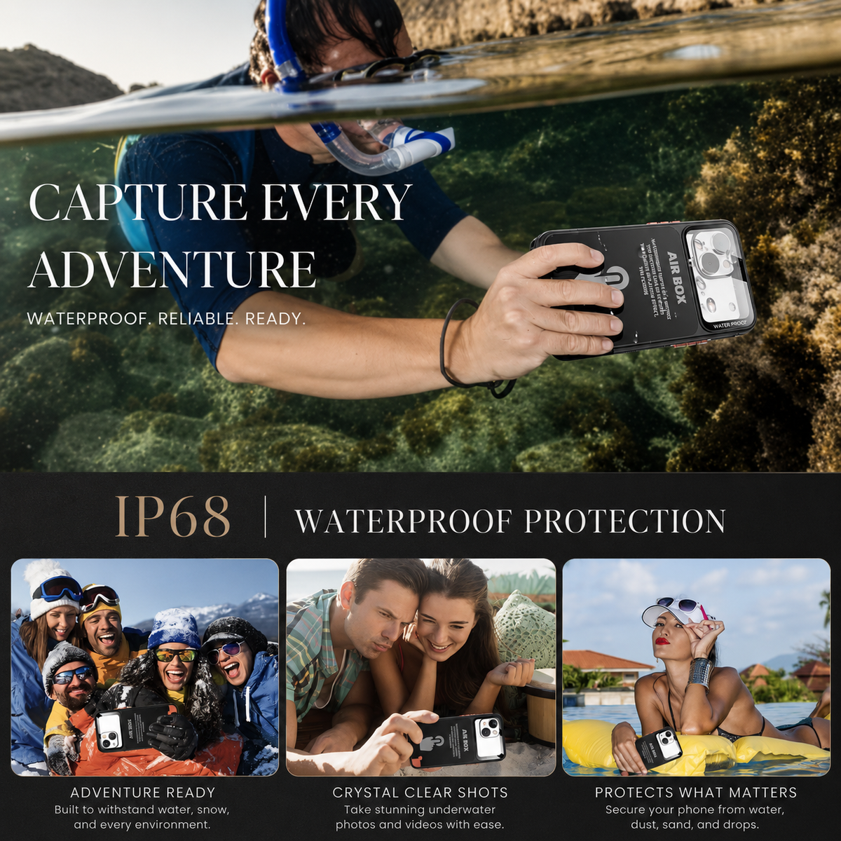 Premium iPhone Case Waterproof Shockproof Protective Cover IP68 Full Body Sealed Dustproof Outdoor Protection Case