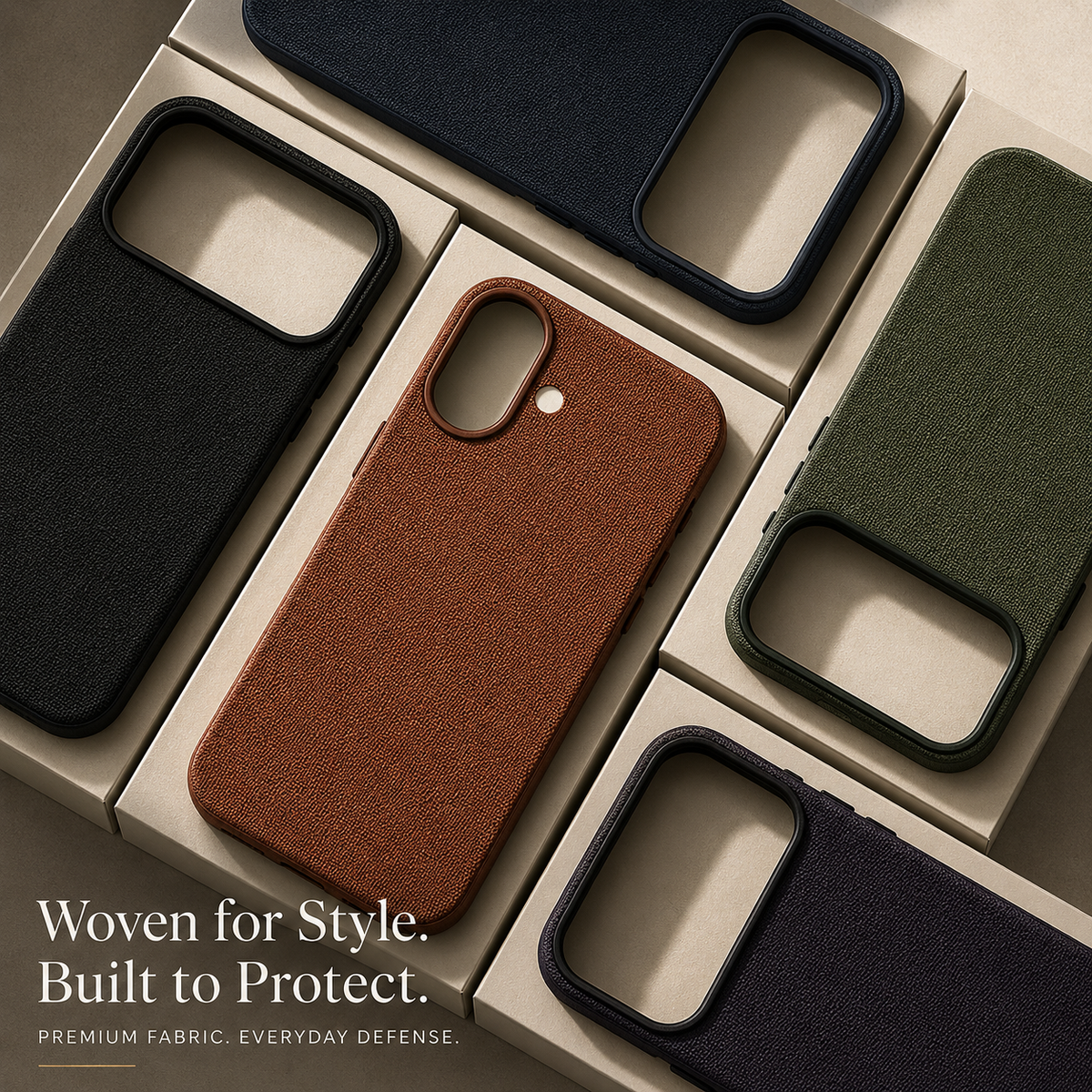 Premium iPhone Case Woven MagSafe Strong Magnetic Cover with Wireless Charging Anti Fingerprint Non Slip Waterproof Fabric Design