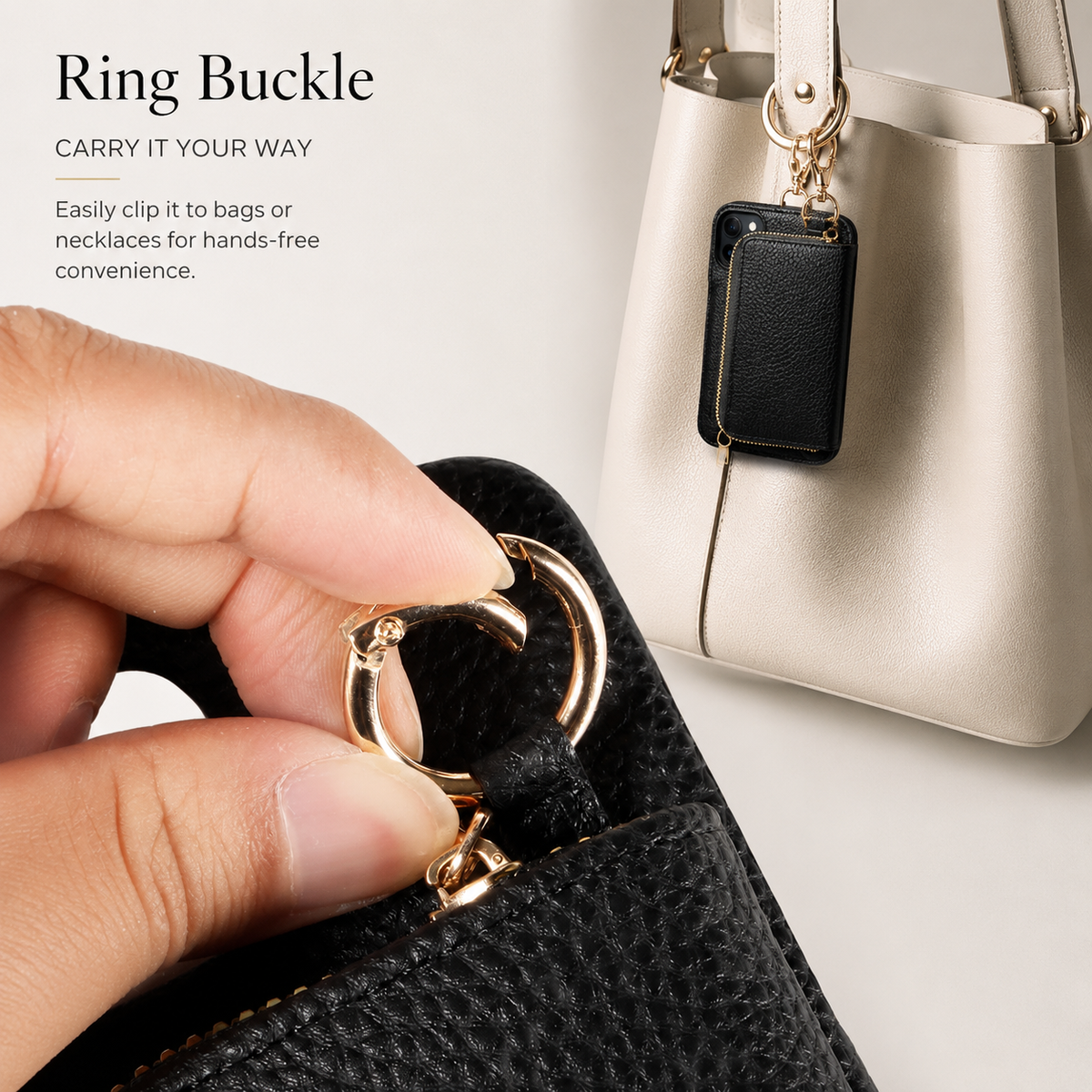 Premium iPhone Case Zipper Wallet Crossbody Cover PU Leather Card Holder Lanyard Full Protection