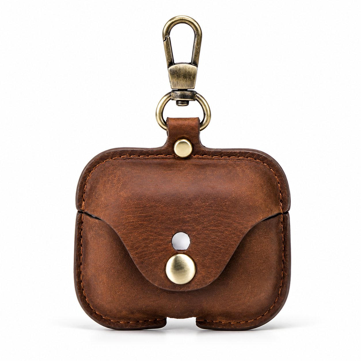 Premium AirPods Case Genuine Leather Protective Cover Shockproof Slim Design Keychain Clip Wireless Charging Compatible