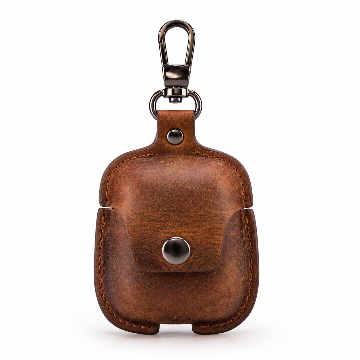 Premium AirPods Case Genuine Leather Protective Cover Shockproof Slim Design Keychain Clip Wireless Charging Compatible