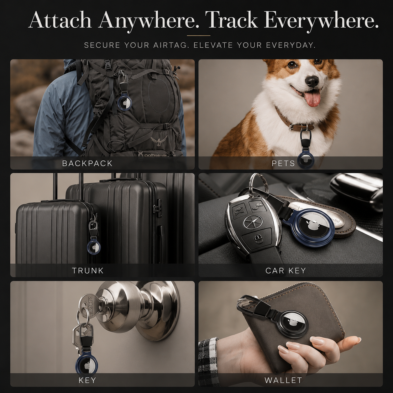 Premium AirTag Case Metal Protective Cover Keychain Clip Shockproof Scratch Resistant Secure Holder Design