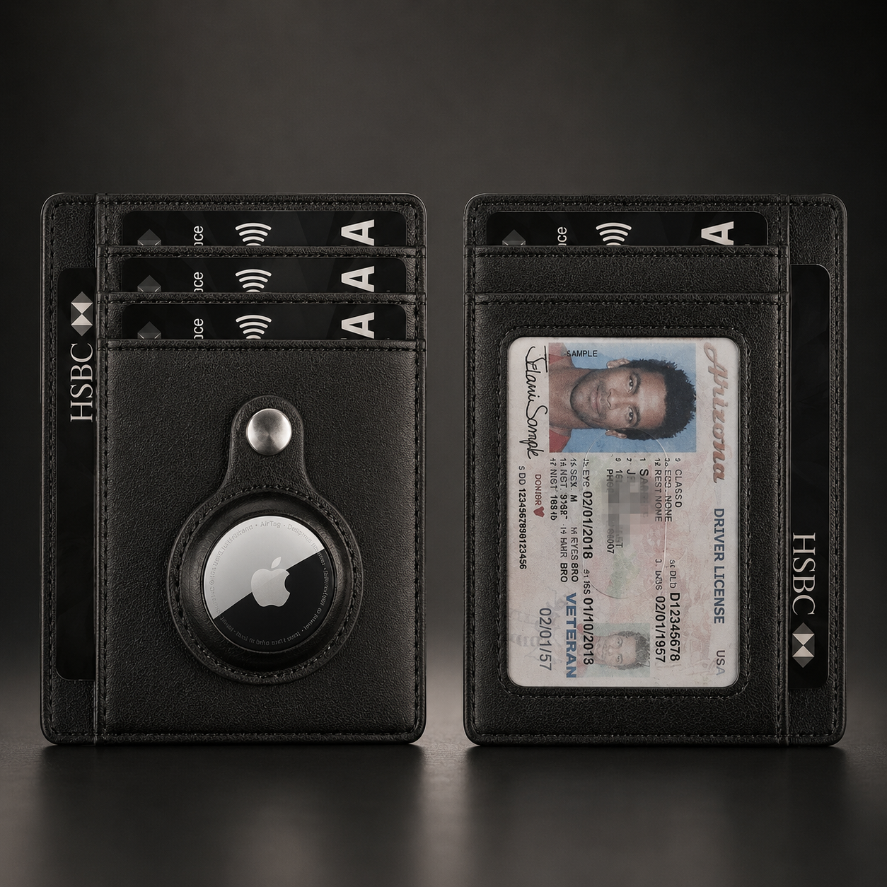 Premium AirTag Wallet RFID Blocking Leather Card Holder Slim Magnetic Closure Secure Credit Card Storage Case
