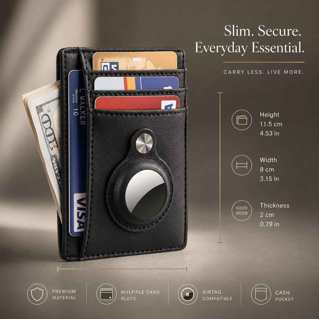 Premium AirTag Wallet RFID Blocking Leather Card Holder Slim Magnetic Closure Secure Credit Card Storage Case