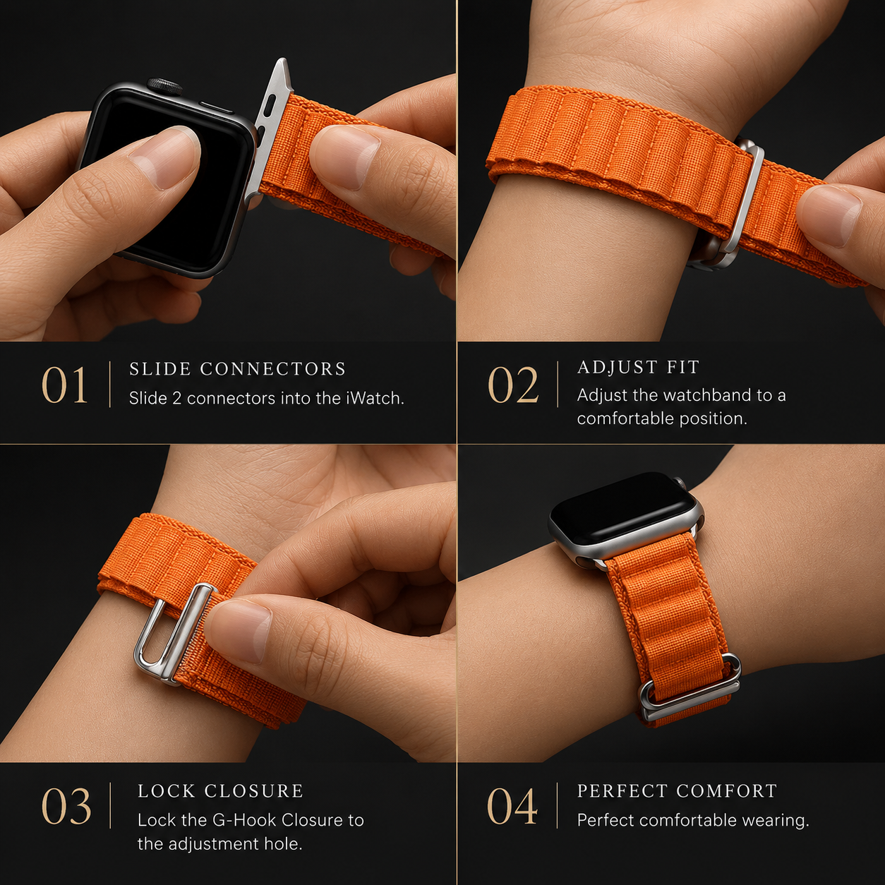 Premium Apple Watch Band Alpine Loop Nylon Strap Adjustable Secure Fit Outdoor Sport Wristband