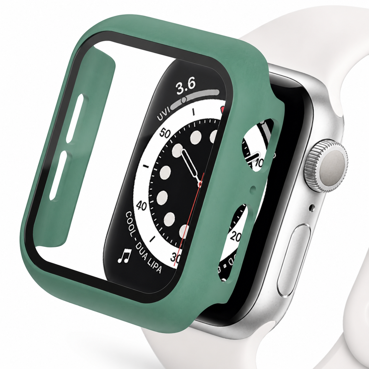 Premium Apple Watch Case Tempered Glass Screen Protector PC Bumper Shockproof Protective Cover Transparent Full Coverage Design