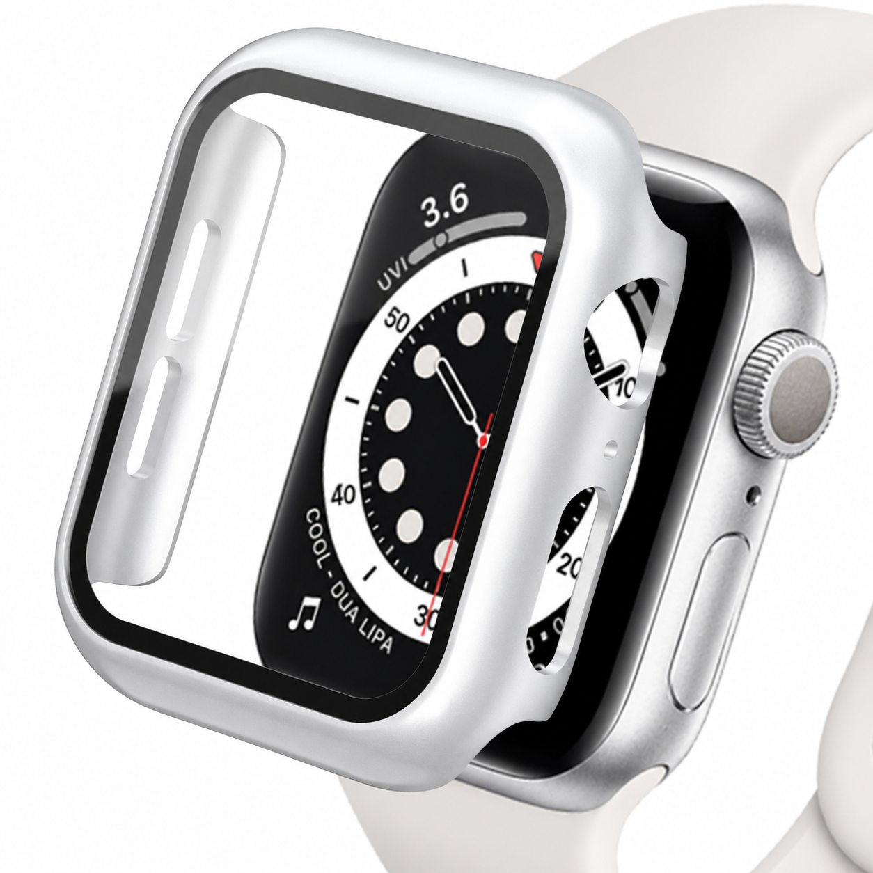 Premium Apple Watch Case Tempered Glass Screen Protector PC Bumper Shockproof Protective Cover Transparent Full Coverage Design