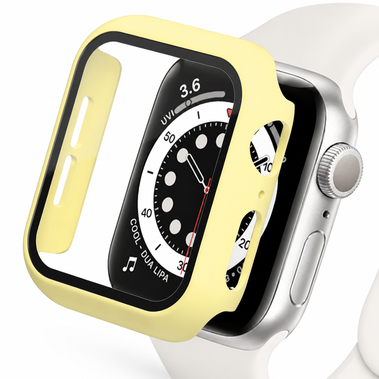 Premium Apple Watch Case Tempered Glass Screen Protector PC Bumper Shockproof Protective Cover Transparent Full Coverage Design