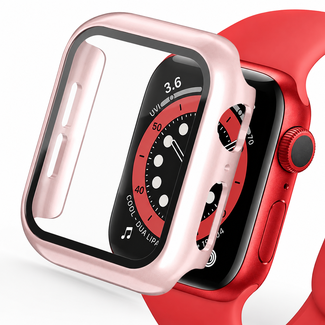 Premium Apple Watch Case Tempered Glass Screen Protector PC Bumper Shockproof Protective Cover Transparent Full Coverage Design