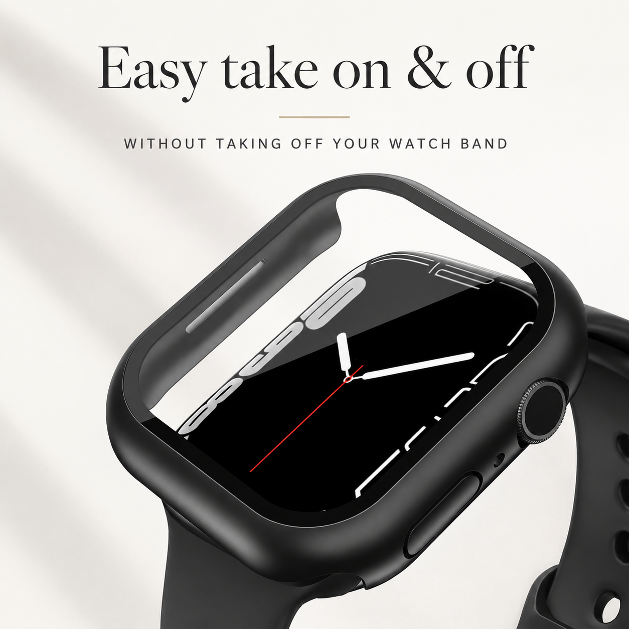 Premium Apple Watch Case Tempered Glass Screen Protector PC Bumper Shockproof Protective Cover Transparent Full Coverage Design