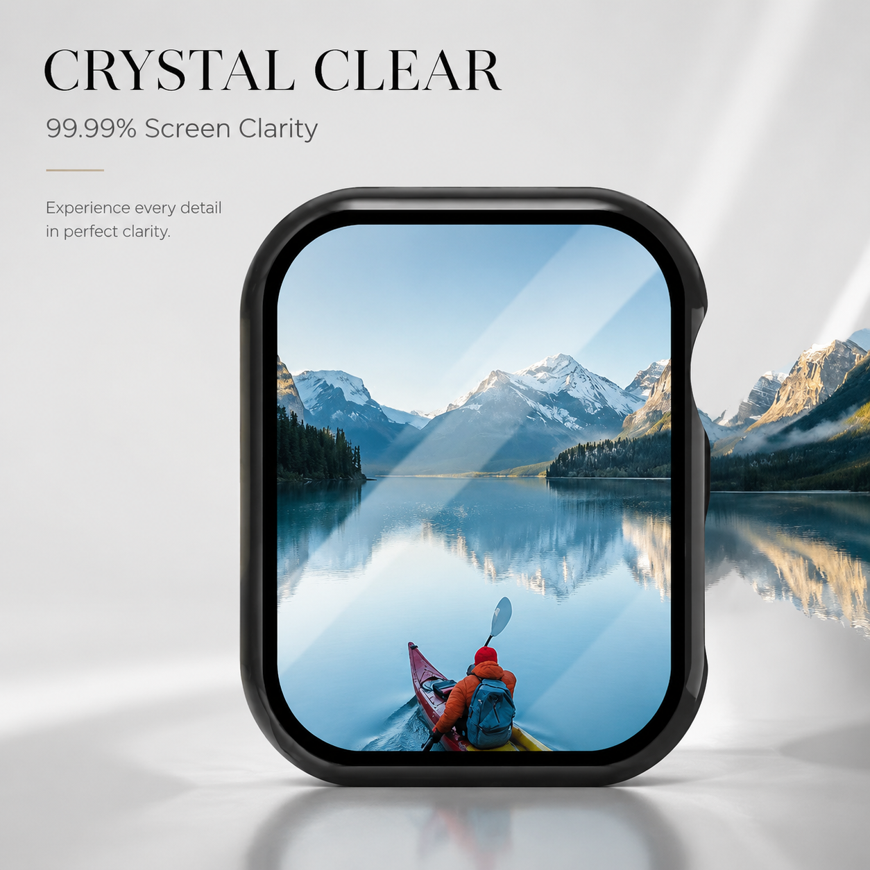 Premium Apple Watch Case Tempered Glass Screen Protector PC Bumper Shockproof Protective Cover Transparent Full Coverage Design