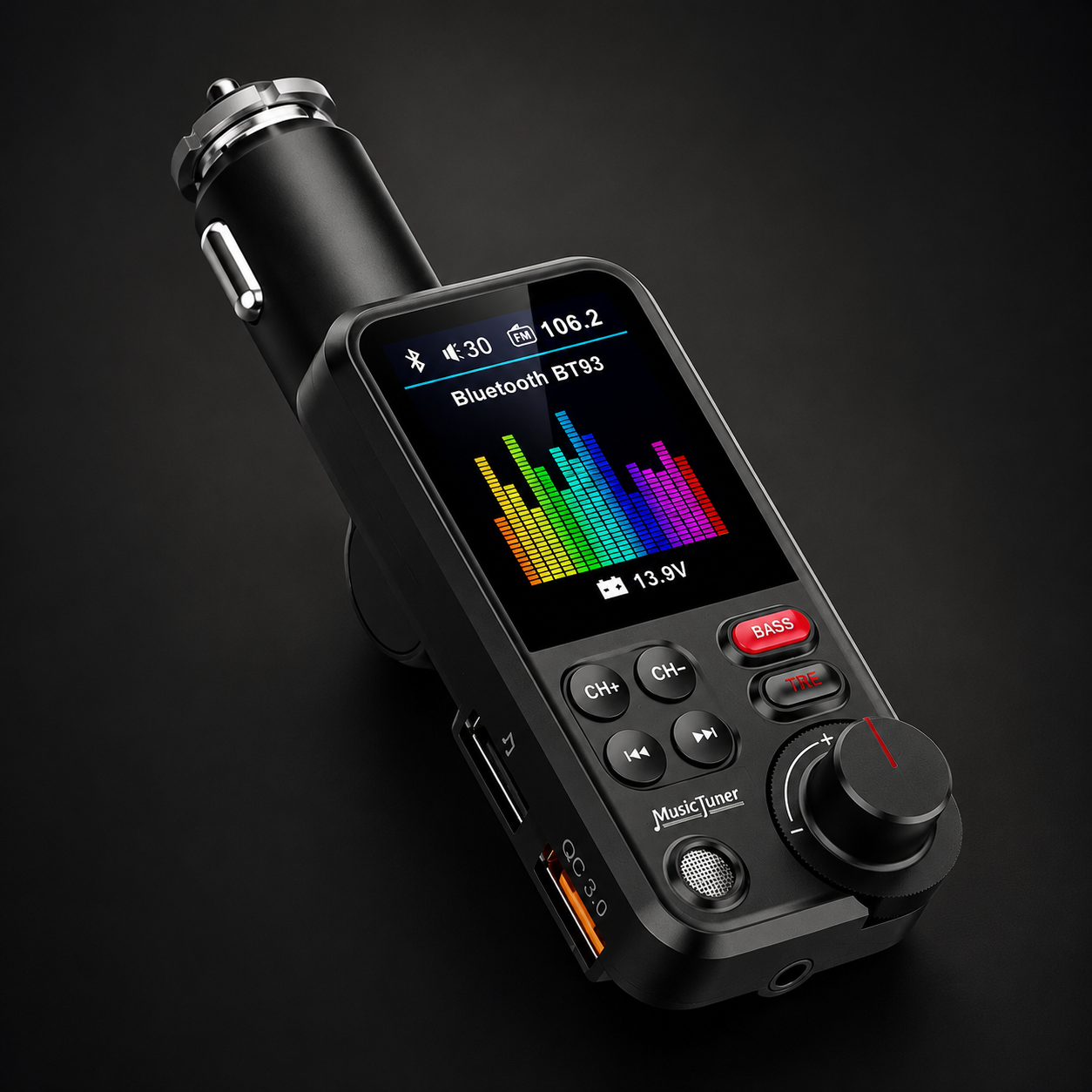 Premium Car Bluetooth FM Transmitter QC 3 0 Fast Charging USB Charger Hands Free Calling Audio Adapter Music Player