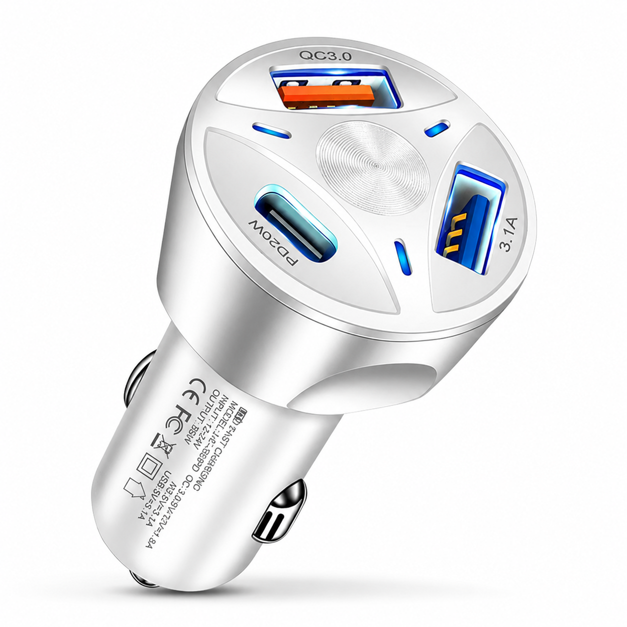 Premium Car Charger USB C Multi Port Fast Charging Adapter 12V Socket Smartphone High Speed Charging Compatible