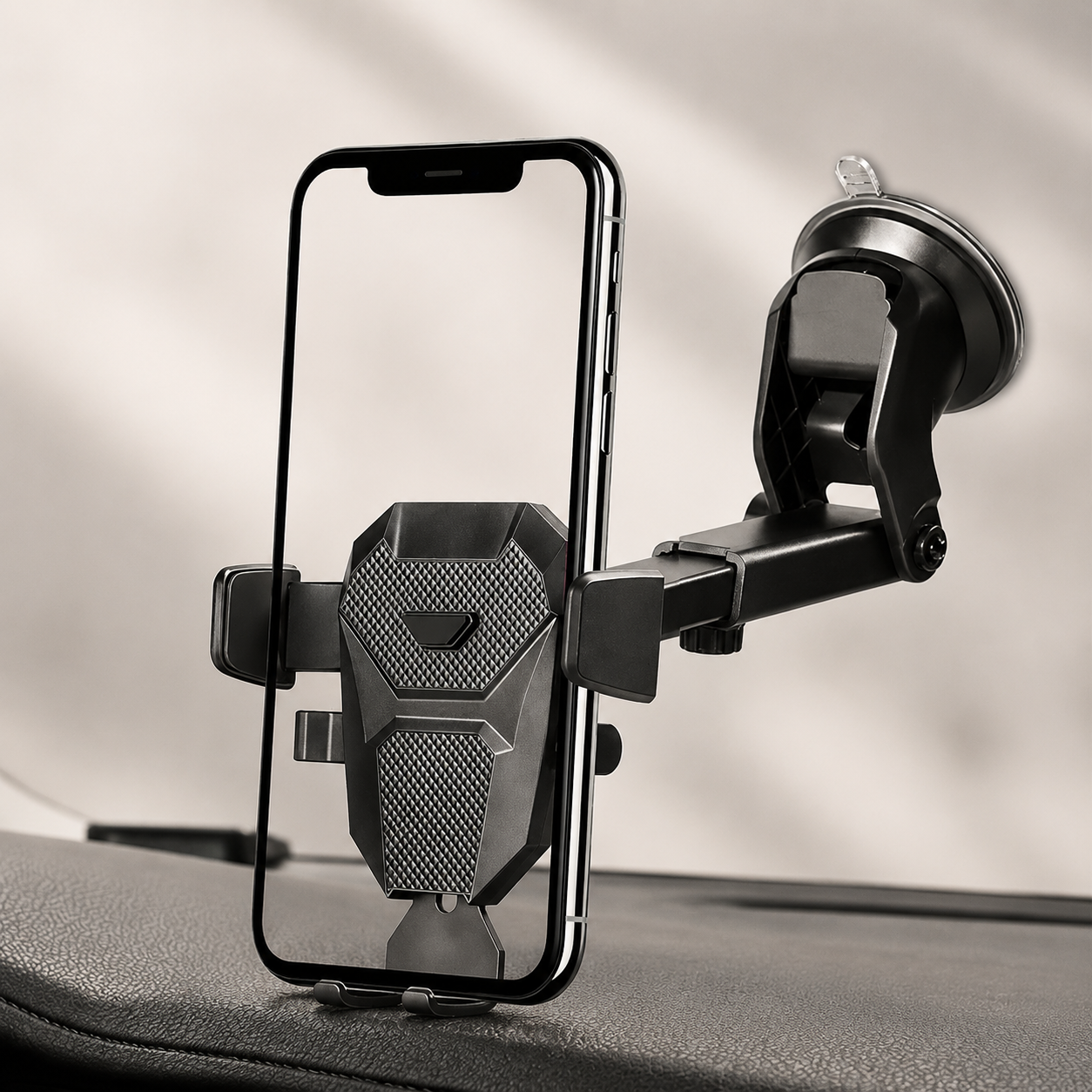 Premium Car Phone Mount Suction Cup Dashboard Windshield Holder 360 Rotation Secure Grip Smartphone Stand Compatible