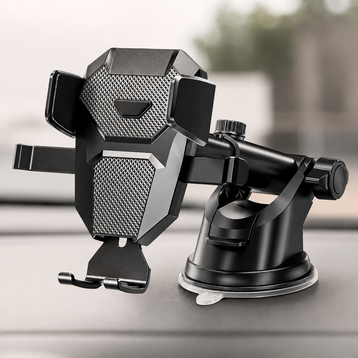 Premium Car Phone Mount Suction Cup Dashboard Windshield Holder 360 Rotation Secure Grip Smartphone Stand Compatible