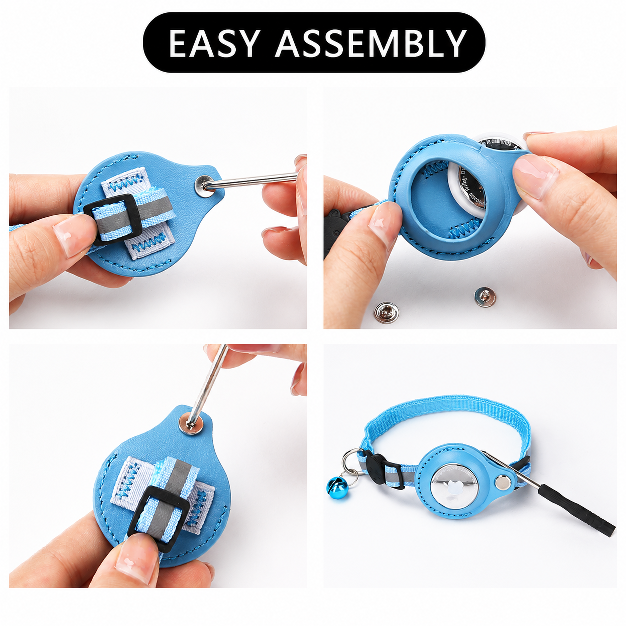 Premium Cat Collar AirTag Holder Reflective Adjustable Pet Collar Detachable Bell Lightweight Secure Fit Design