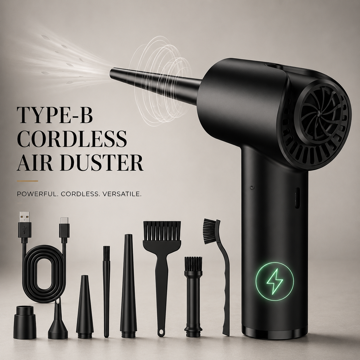 Premium Electric Air Duster Cordless Compressed Air Blower Keyboard Cleaner LED Light Reusable Cleaning Tool Portable Dust Remover