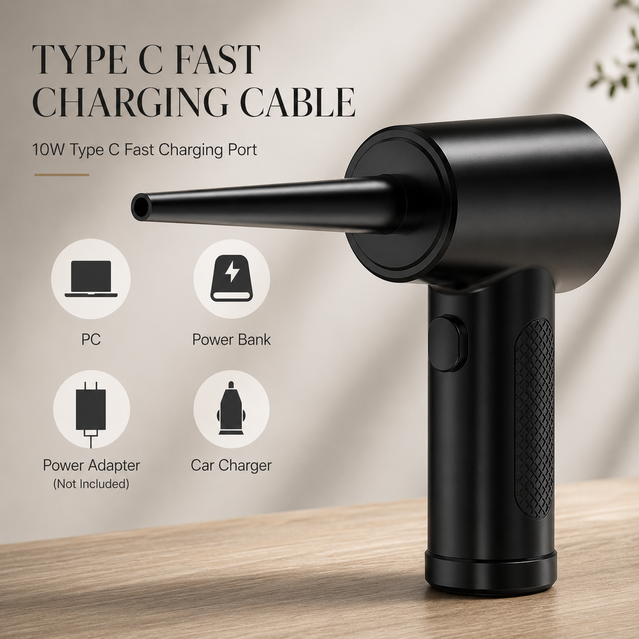 Premium Electric Air Duster Cordless Compressed Air Blower Keyboard Cleaner LED Light Reusable Cleaning Tool Portable Dust Remover