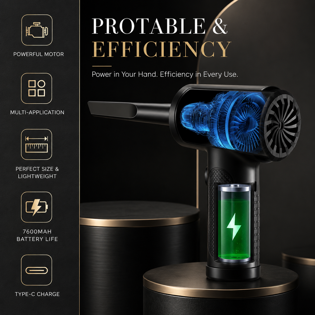 Premium Electric Air Duster Cordless Compressed Air Blower Keyboard Cleaner LED Light Reusable Cleaning Tool Portable Dust Remover