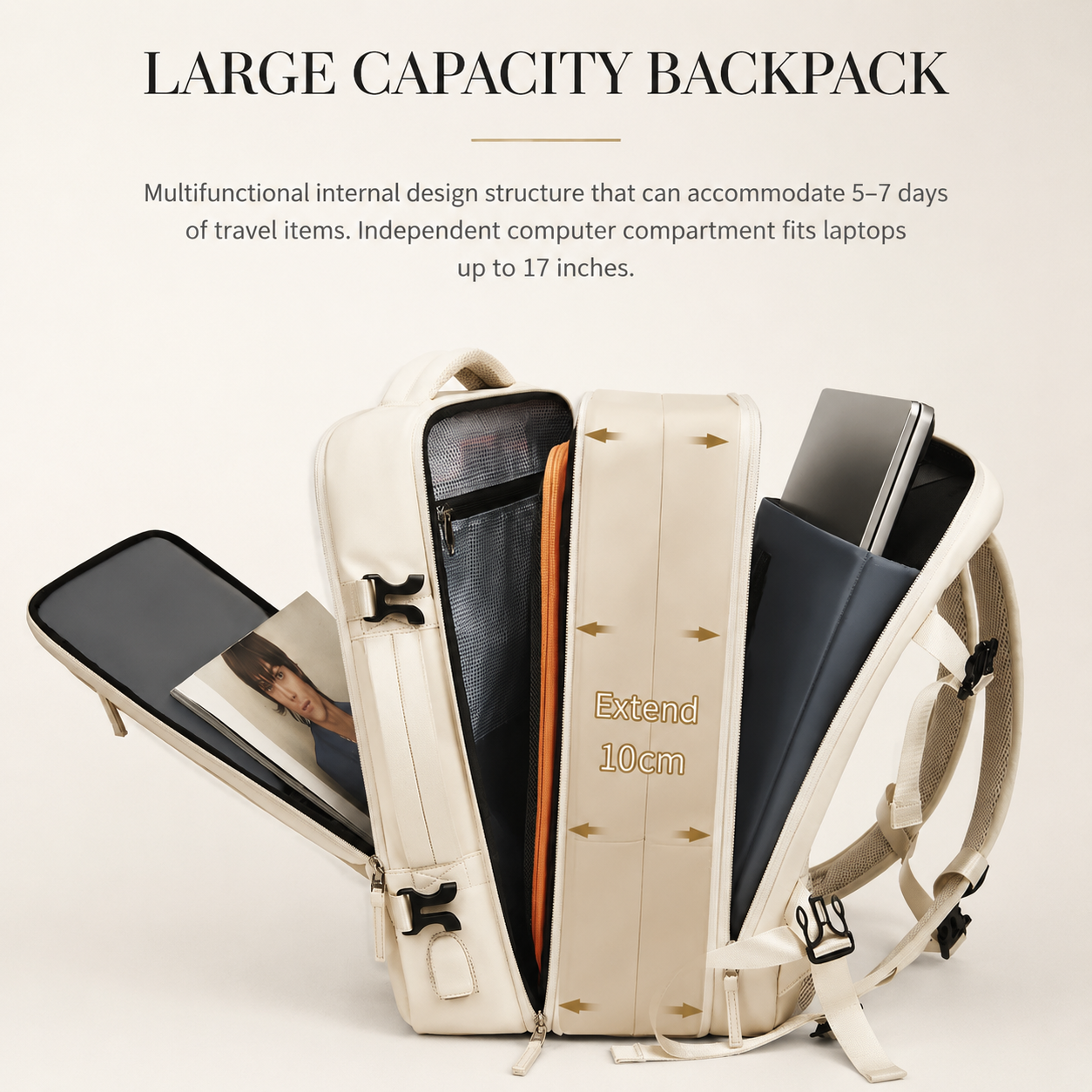 Premium Laptop Backpack Waterproof Expandable USB Charging Business Travel Bag Large Capacity 13 To 17 Inch Laptop Compatible