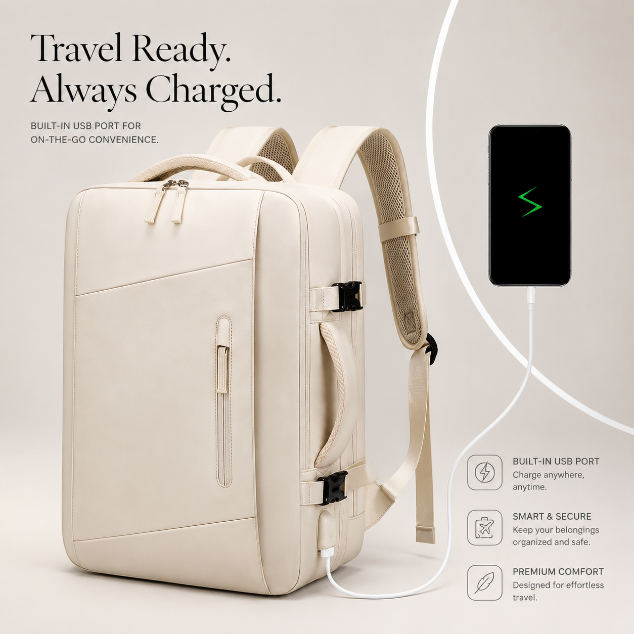 Premium Laptop Backpack Waterproof Expandable USB Charging Business Travel Bag Large Capacity 13 To 17 Inch Laptop Compatible