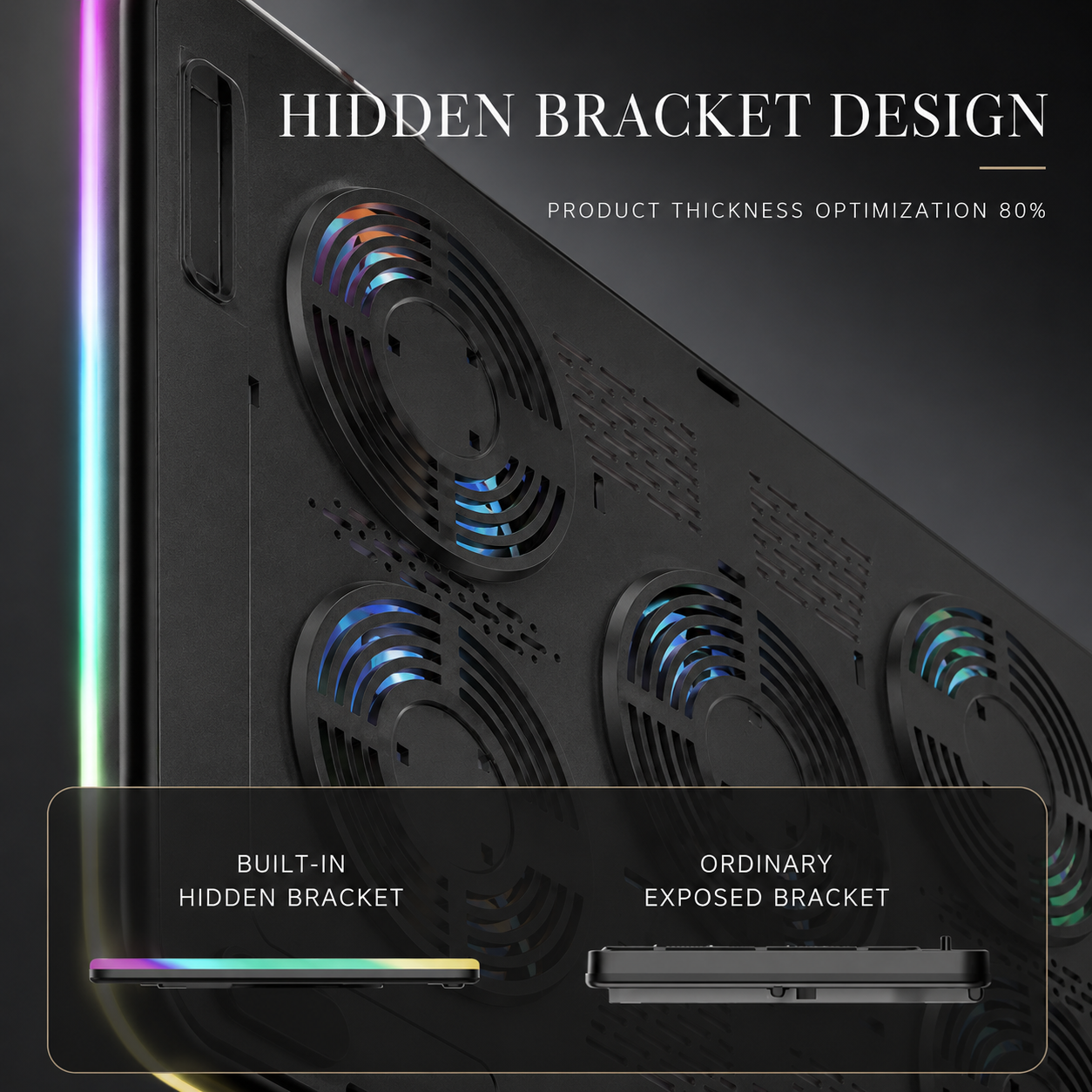 Premium Laptop Cooling Pad RGB 6 Fan Adjustable Stand Gaming Notebook Cooler Ergonomic Heat Dissipation Support