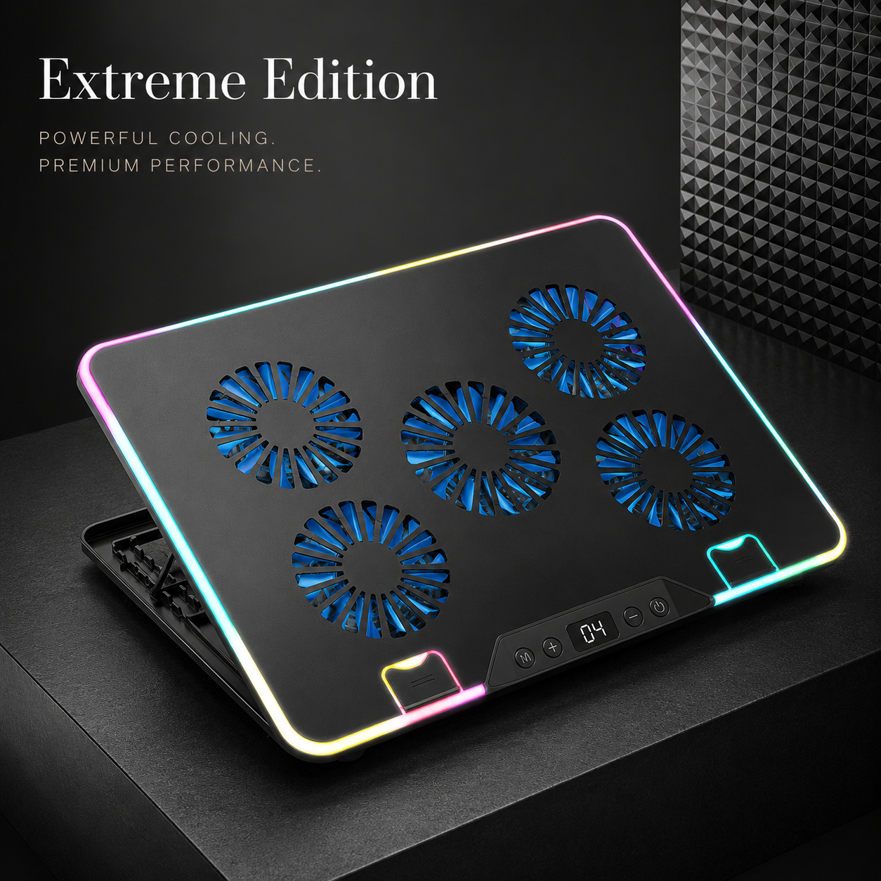 Premium Laptop Cooling Pad RGB 6 Fan Adjustable Stand Gaming Notebook Cooler Ergonomic Heat Dissipation Support