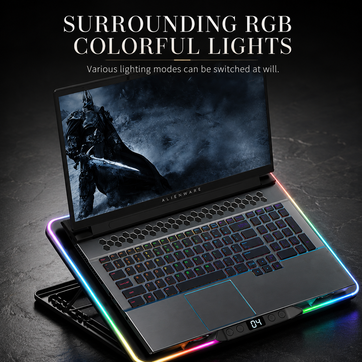 Premium Laptop Cooling Pad RGB 6 Fan Adjustable Stand Gaming Notebook Cooler Ergonomic Heat Dissipation Support