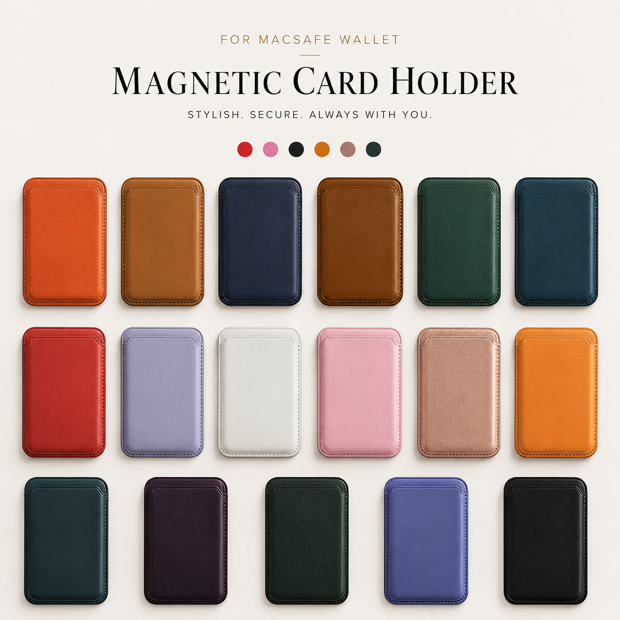 Premium MagSafe Wallet Magnetic Card Holder Slim Leather Phone Wallet Secure Detachable Card Storage Case
