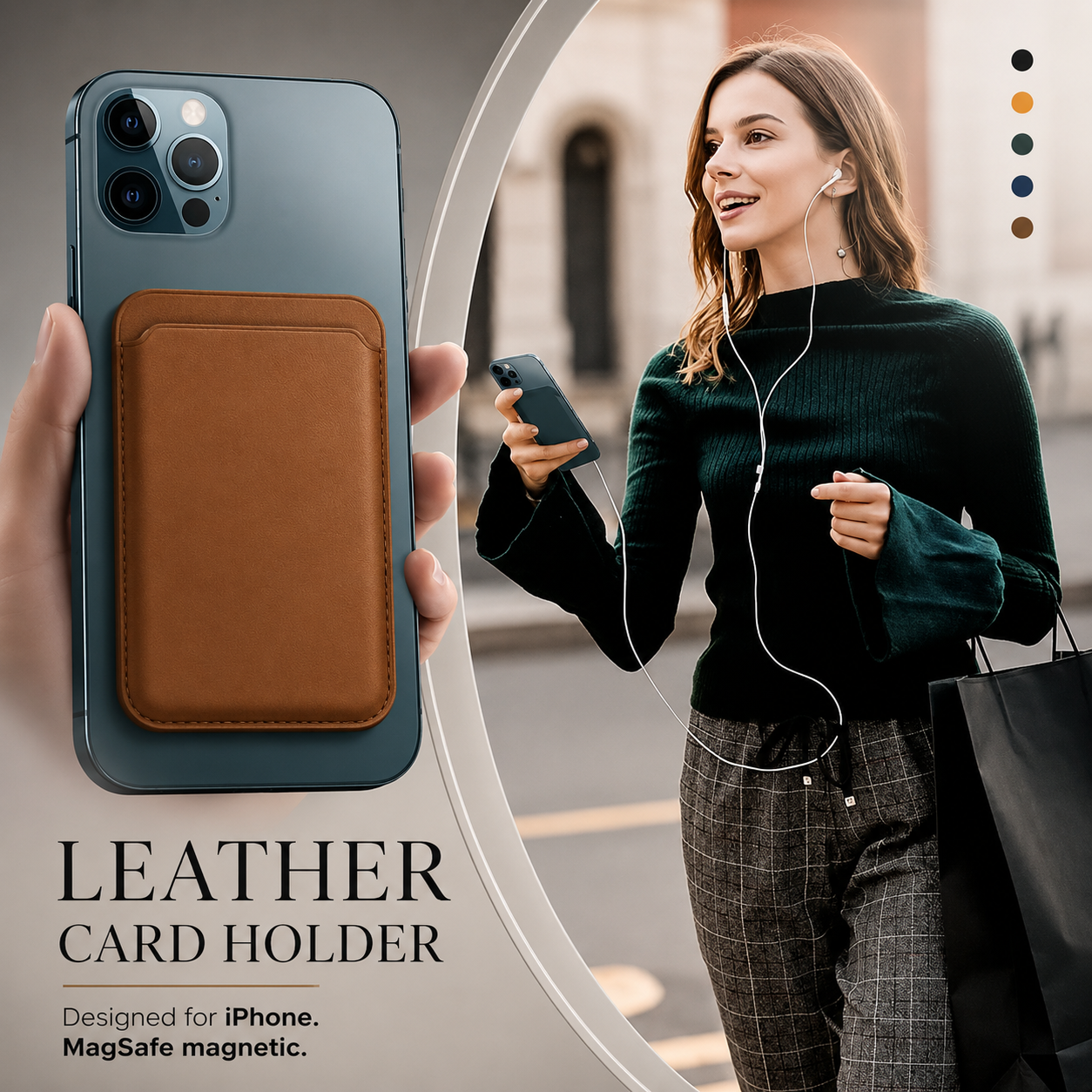 Premium MagSafe Wallet Magnetic Card Holder Slim Leather Phone Wallet Secure Detachable Card Storage Case