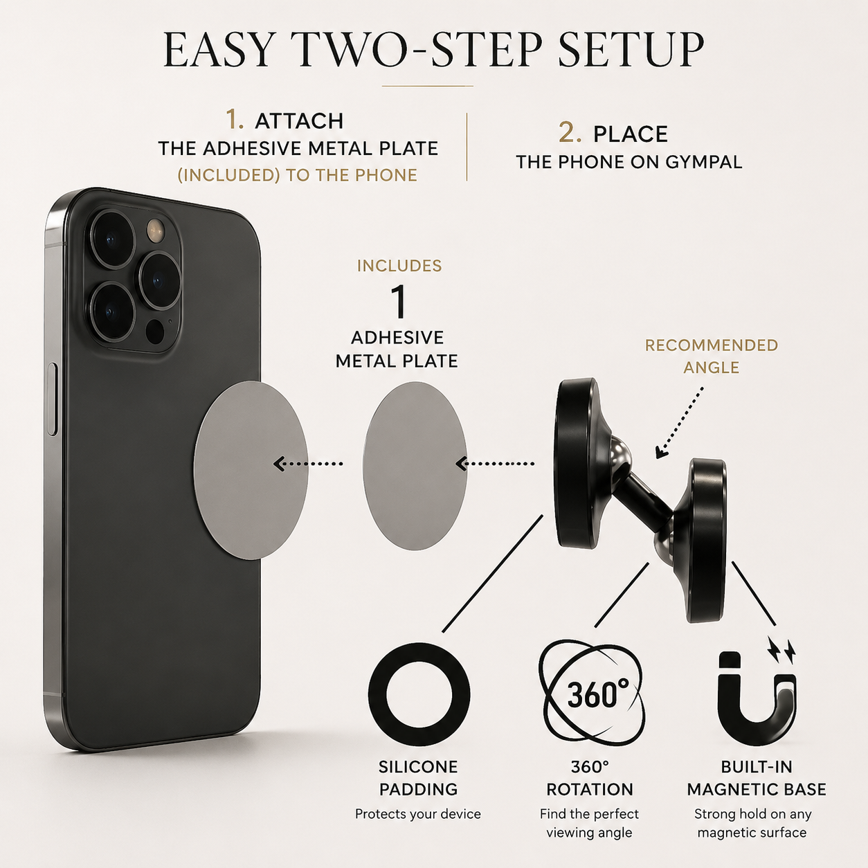 Premium Magnetic Phone Holder Dual Magnet 360 Rotation Gym Mount Secure Grip Smartphone Fitness Training Stand Compatible