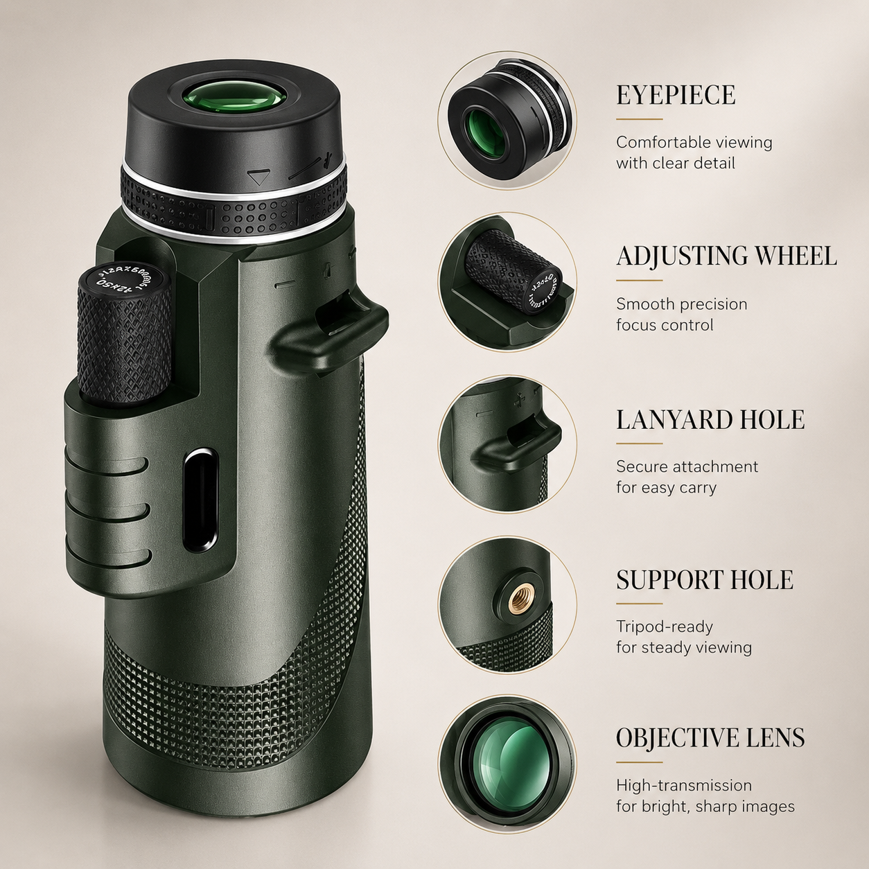 Premium Monocular Telescope HD Zoom Long Range Viewing Portable Folding Outdoor Travel Scope Smartphone Compatible