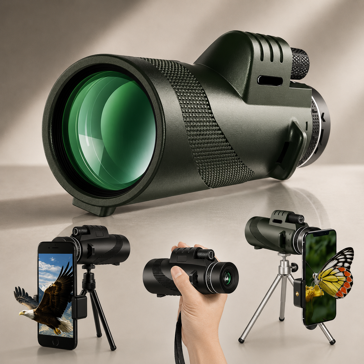 Premium Monocular Telescope HD Zoom Long Range Viewing Portable Folding Outdoor Travel Scope Smartphone Compatible